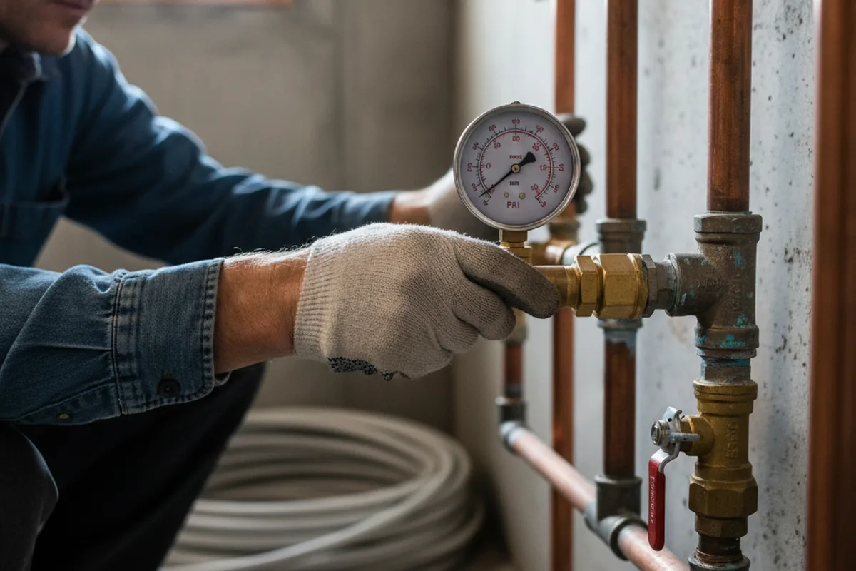 Pressure testing a repaired line during Water Line Repair in Keyser